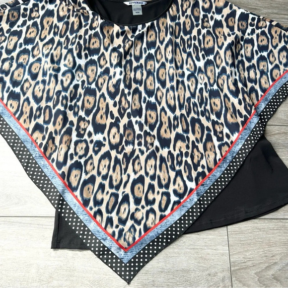 Nygard  Leopard Print Poncho Style Overlay Blouse - Picture 7 of 13